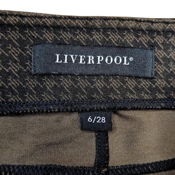 Liverpool Houndstooth Pants Size 6 28 Skinny Stretch Ankle Olive Brown Pull On - Picture 7 of 10
